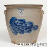 Evan R. Jones, Fine 4 Gal. EVAN R. JONES / PITTSTON, PA Stoneware Jar with Bold Leaf Decoration