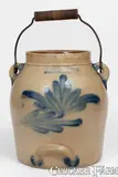1 Gal. COWDEN & WILCOX / HARRISBURG, PA Stoneware Batter Pail w/ Floral Decoration by Cowden & Wilcox, circa 1865, Stoneware, sold Aug 2023