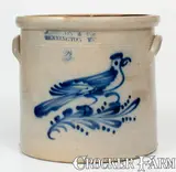 J. Norton & Co., 2 Gal. J. NORTON & CO. / BENNINGTON, VT Stoneware Crock w/ Bold Bird Decoration