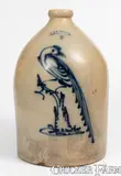 3 Gal. J. & E. NORTON / BENNINGTON, VT Stoneware Jug w/ Pheasant Decoration by J. & E. Norton, circa 1855, Stoneware, sold Aug 2023