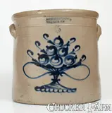 A.O. Whittemore, Rare 5 Gal. A. O. WHITTEMORE / HAVANA, NY Stoneware Crock w/ Fruit-in-Compote Decoration, circa 1870, Stoneware
