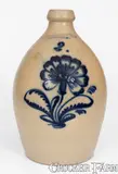 Harrington & Burger, HARRINGTON & BURGER / ROCHESTER Stoneware Jug w/ Slip-Trailed Floral Decoration