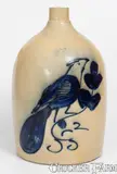 N.A. White & Son, N. A. WHITE & SON / UTICA, NY Stoneware Jug w/ Paddletail Bird Decoration, circa 1885, Stoneware