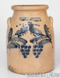 Seymour & Bosworth, Scarce SEYMOUR & BOSWORTH / HARTFORD, CONN. Stoneware Jar w/ Double Grapes Decoration, circa 1880, Stoneware