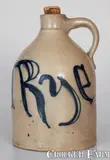 New York Stoneware Co., Rare "Old Rye" Stoneware Advertising Jug Marked NEW YORK STONEWARE CO. / FORT EDWARD, NY