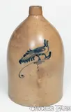 Brady & Ryan, 2 Gal. BRADY & RYAN / ELLENVILLE, NY Stoneware Jug w/ Bird Decoration, circa 1885, Stoneware