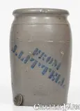 From, Scarce Half-Gallon FROM / J. LITTELL (Greensboro, PA) Stoneware Jar, circa 1870, Stoneware