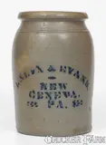 Eneix & Evans, Rare ENEIX & EVANS / NEW GENEVA, PA Stoneware Jar, circa 1875, Stoneware