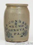 A. Conrad, A. CONRAD / NEW GENEVA / PA Cobalt-Decorated Stoneware Jar, circa 1875, Stoneware