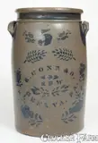 A. Conrad, 5 Gal. A. CONRAD / NEW GENEVA, PA Stoneware Jar w/ Stenciled Decoration, circa 1876, Stoneware