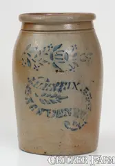 J.E. Eneix, J.E. ENEIX / NEW GENEVA / PA Cobalt-Decorated Stoneware Jar, circa 1875, circa 1875, Stoneware