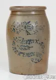J.E. Eneix, J.E. ENEIX / NEW GENEVA / PA Cobalt-Decorated Stoneware Jar, circa 1875, circa 1875, Stoneware