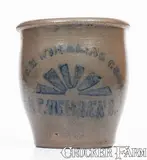 Center Wheeling Grocer, Rare Small-Sized CENTER WHEELING GROCER / H.F. BEHRENS Stoneware Jar, circa 1880, Stoneware