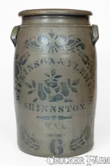 Wilkinson & Fleming, Fine 6 Gal. WILKINSON & FLEMING / SHINNSTON, W. VA Stoneware Jar w/ Elaborate Decoration, circa 1875, Stoneware