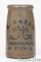 A. Conrad, A. CONRAD / SHINNSTON, W. VA Stoneware Canning Jar, circa 1875, Stoneware