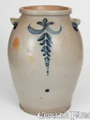 Rare 4 Gal. "Morgan & Amoss / Makers / Balt.," Stoneware Jar, Baltimore, circa 1820 by Morgan & Amoss, circa 1820, Stoneware, sold Aug 2023