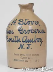 Scarce CASE'S PURE CIDER VINEGAR / CLOVER HILL / HUNTERDON CO., N.J. Advertising Syrup Jug by Case's Pure Cider Vinegar, circa 1900, Stoneware, sold Aug 2023