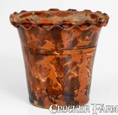 Baecher, Scarce BAECHER / WINCHESTER, VA Slip-Decorated Redware Flowerpot, circa 1880, Redware