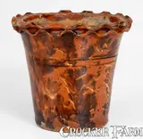 Baecher, Scarce BAECHER / WINCHESTER, VA Slip-Decorated Redware Flowerpot