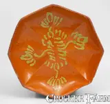 Solomon Bell, Extremely Rare and Fine SOLOMON BELL / STRASBURG, VA Redware Pie Plate w/ Bold Copper Slip Decoration, circa 1850-1880, Redware