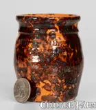 John W. Bell, Exceptional Miniature JOHN W. BELL / WAYNESBORO, Pa. Glazed Redware Jar, circa 1880, Redware