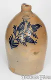 Sam'l L. Irvine, 4 Gal. SAM'L L. IRVINE / NEWVILLE, PA. Stoneware Jug w/ Floral Decoration, c1865, c1865, Stoneware