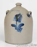 J.B. Leathers, Extremely Rare J. B. LEATHERS / MT. EAGLE, PA Decorated Stoneware Chick Waterer, circa 1875, Stoneware