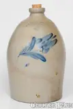 H B. Pfaltzgraff, 2 Gal. H. B. PFALTZGRAFF / YORK, PA Stoneware Jug w/ Floral Decoration, c1870-1889, c1870-1889, Stoneware