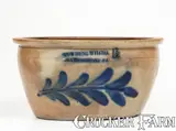 COWDEN & WILCOX / HARRISBURG, PA Stoneware Bowl w/ Bold Floral Vine Decoration by Cowden & Wilcox, circa 1865, Stoneware, sold Aug 2023
