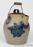 Rare COWDEN & WILCOX / HARRISBURG, PA Stoneware Batter Pail w/ Unusual Pinwheel Decoration by Cowden & Wilcox, circa 1865, Stoneware, sold Aug 2023