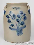 J Mantell, 3 Gal. J. MANTELL / PENN YAN Stoneware Jar w/ Elaborate Floral Decoration, circa 1856-1876, Stoneware