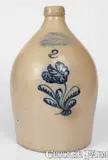 Burger & Lang, 2 Gal. BURGER & LANG / ROCHESTER, NY Stoneware Jug w/ Floral Decoration, c1875, c1875, Stoneware