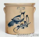 Haxstun & Co., 3 Gal. HAXSTUN & CO. / FORT EDWARD, NY Stoneware Bird Crock, circa 1875, Stoneware