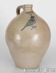 I. Seymour, I. SEYMOUR / TROY, New York Stoneware Jug w/ Incised Bird Decoration, circa 1830, circa 1830, Stoneware