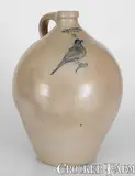 I. Seymour, I. SEYMOUR / TROY, New York Stoneware Jug w/ Incised Bird Decoration, circa 1830