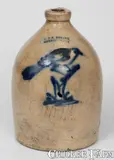 Scarce J. & E. NORTON / BENNINGTON, VT Stoneware Jug w/ Bird-on-Branch Decoration by J. & E. Norton, circa 1855, Stoneware, sold Aug 2023