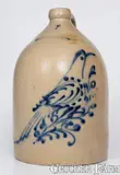N. A. White & Co., 3 Gal. N. A. WHITE & CO. / BINGHAMTON, NY Stoneware Jug w/ Slip-Trailed Bird Decoration, circa 1870, Stoneware