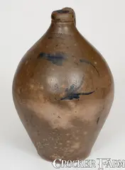 C. W. Thompson, Very Rare C. W. THOMPSON / PO'KEEPSIE (Poughkeepsie, NY) Stoneware Jug, circa 1825, circa 1825, Stoneware