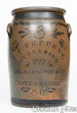 T.F. Reppert, 3 Gal. T. F. REPPERT / SUCCESSOR TO JAS. HAMILTON & CO. / GREENSBORO, PA Stoneware Jar