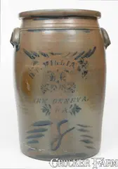 R. T. Williams, 8 Gal. R. T. WILLIAMS / NEW GENEVA, PA Stoneware Jar, c1880, c1880, Stoneware