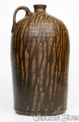 Charlie Averett, Crawford County, Georgia Stoneware Jug w/ Fine Alkaline Glaze Runs, "C A" (Charlie Averett), late 19th century, Stoneware