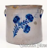 Sam'l L. Irvine, SAM'L L. IRVINE / NEWVILLE, PA Stoneware Crock w/ Floral Decoration, circa 1865, Stoneware