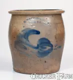 H B. Pfaltzgraff, H. B. PFALTZGRAFF / YORK, PA Stoneware Cream Jar w/ Floral Decoration, circa 1870-1889, Stoneware