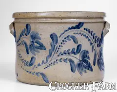D.P. Shenfelder, Outstanding 4 Gal. D. P. SHENFELDER / READING, PA Cake Crock w/ Elaborate Decoration, circa 1870, Stoneware