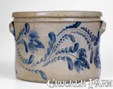 D.P. Shenfelder, Outstanding 4 Gal. D. P. SHENFELDER / READING, PA Cake Crock w/ Elaborate Decoration, circa 1870, Stoneware