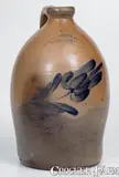 H B. Pfaltzgraff, 1 Gal. H.B PFALTZGRAFF / YORK, PA Stoneware Jug w/ Floral Decoration, circa 1870-1889, Stoneware