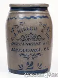 E. J. Miller & Co., 2 Gal. E. J. MILLER & CO. / ALEXANDRIA, Virginia Stoneware Advertising Jar, circa 1875, Stoneware