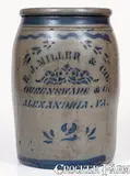 E. J. Miller & Co., 2 Gal. E. J. MILLER & CO. / ALEXANDRIA, VA Stoneware Stenciled Advertising Jar, circa 1875, Stoneware