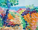 Maggy Clarysse, Coastal Landscape, Oil on canvas board