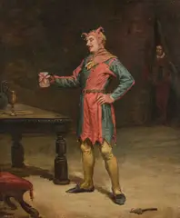 John Hodgson Campbell, The Jester, Oil on canvas laid to board
